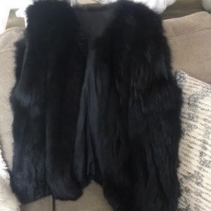 Beautiful real black fox fur vest